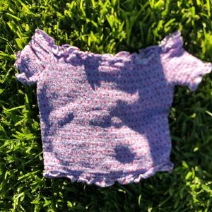 Sidecca// purple floral off the shoulder top🕺🏽